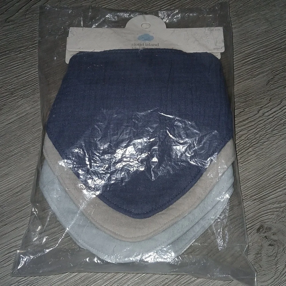 Cloud Island Baby Muslin Bandana Bib - ( 2 sets of 3)6 bibs NWT